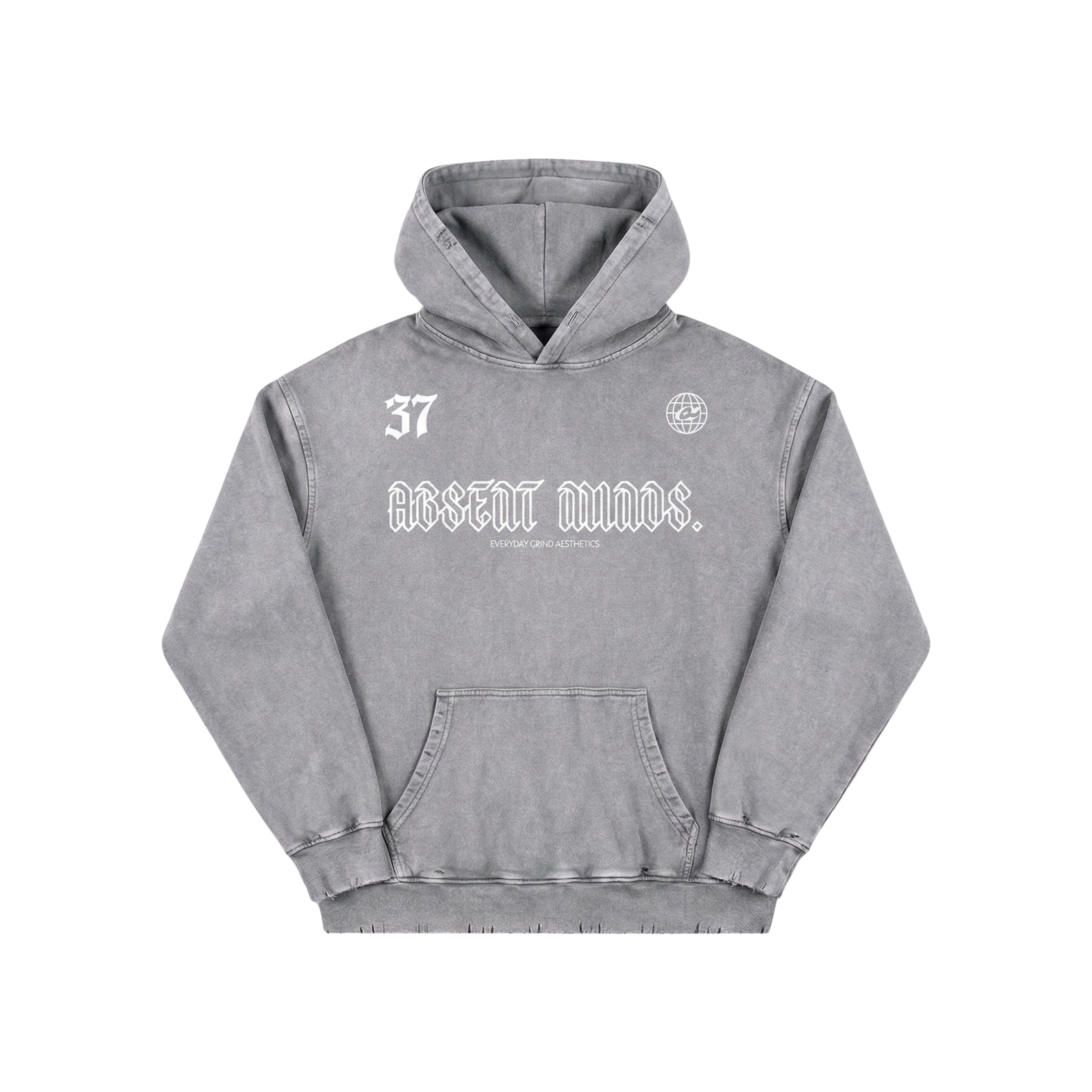 FRAYED SNOW-WASHED HOODIE